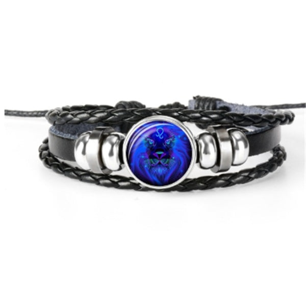 Glow in the Dark Zodiac Constellation Bracelet – 12 Sign Luminous Braided Wristband for All Ages