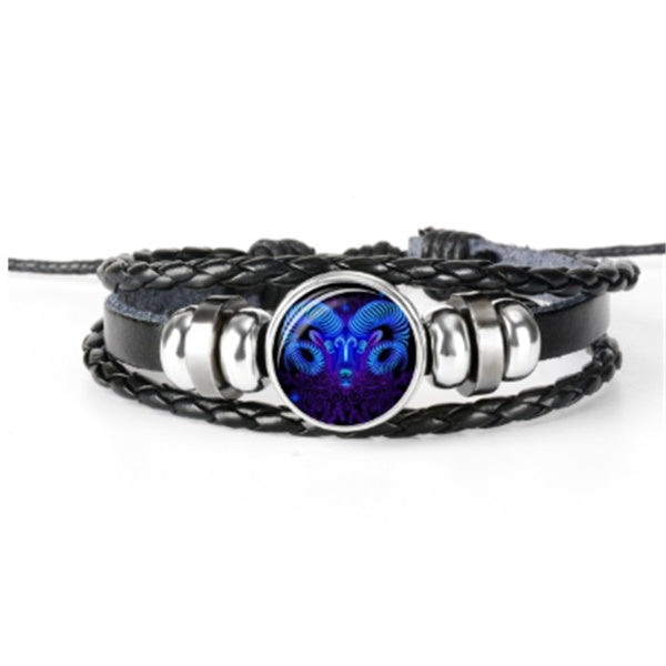 Glow in the Dark Zodiac Constellation Bracelet – 12 Sign Luminous Braided Wristband for All Ages