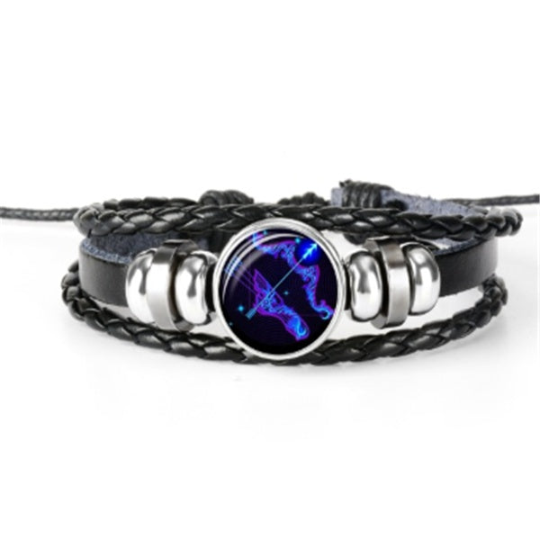 Glow in the Dark Zodiac Constellation Bracelet – 12 Sign Luminous Braided Wristband for All Ages