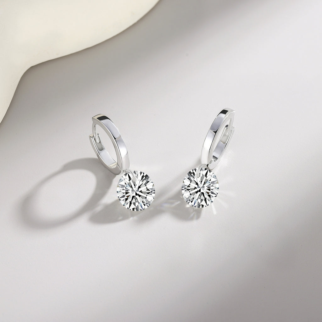 Luxury Moissanite Stud Earrings – S925 Sterling Silver, Platinum-Plated, Elegant Fine Jewelry